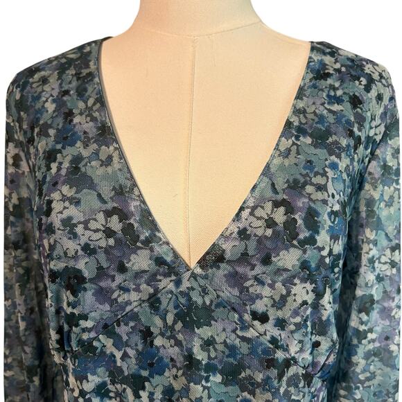 Oak & Trellis Dress NWT SZ XL Midi Oceanview Baby Doll Long Sleeve Sheer HOCO - Picture 3 of 11